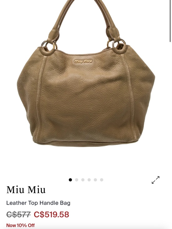 Miu Miu Handbags - Miu Miu Olive Taupe Pebbled Leather Top Handle Tote